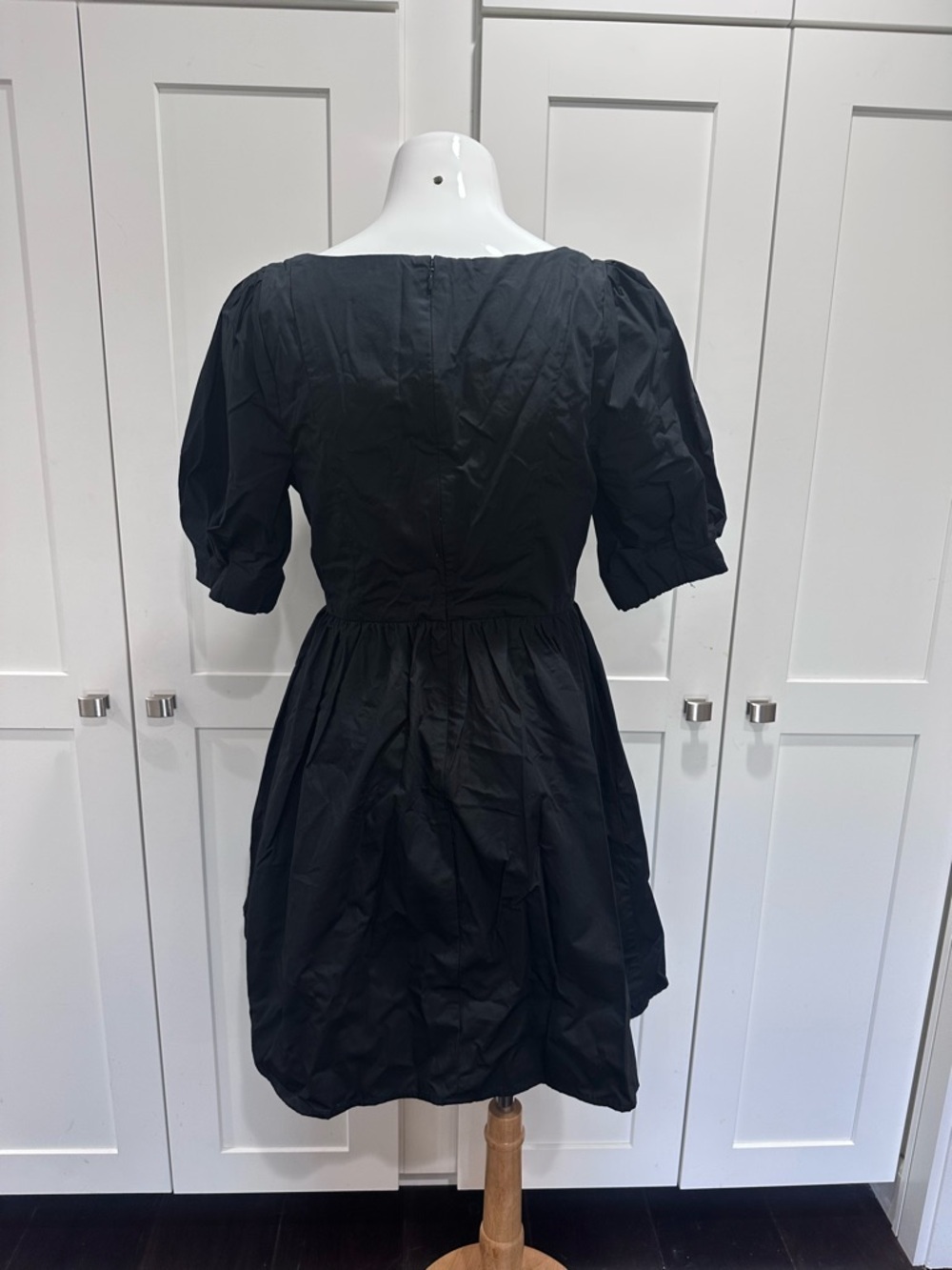 Madewell Poplin Puff-Sleeve Mini Dress Black - Picture 8 of 9